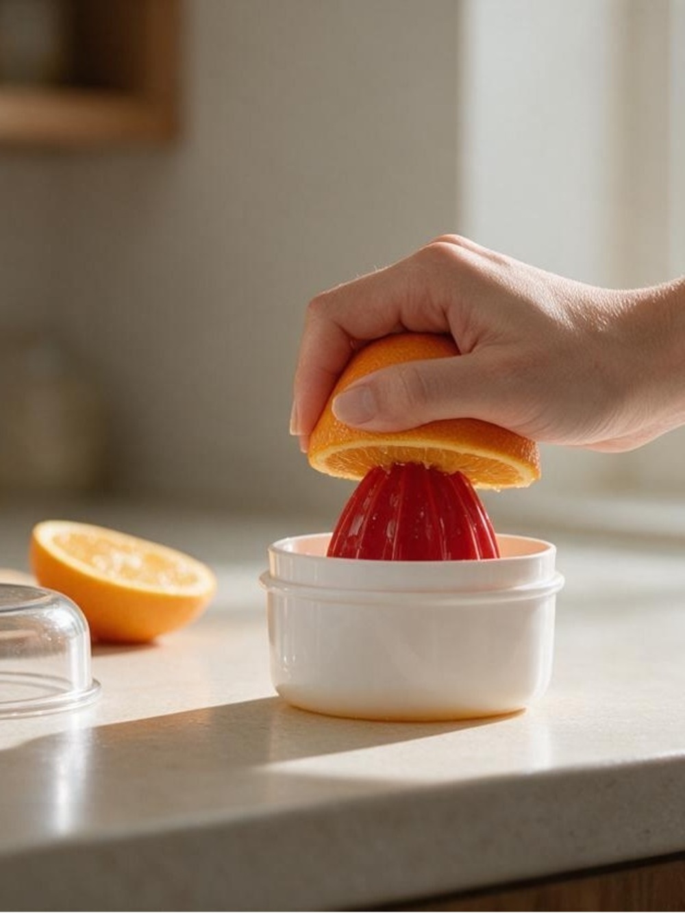NWOT Compact White Citrus Juicer - Portable Manual Citrus Press
